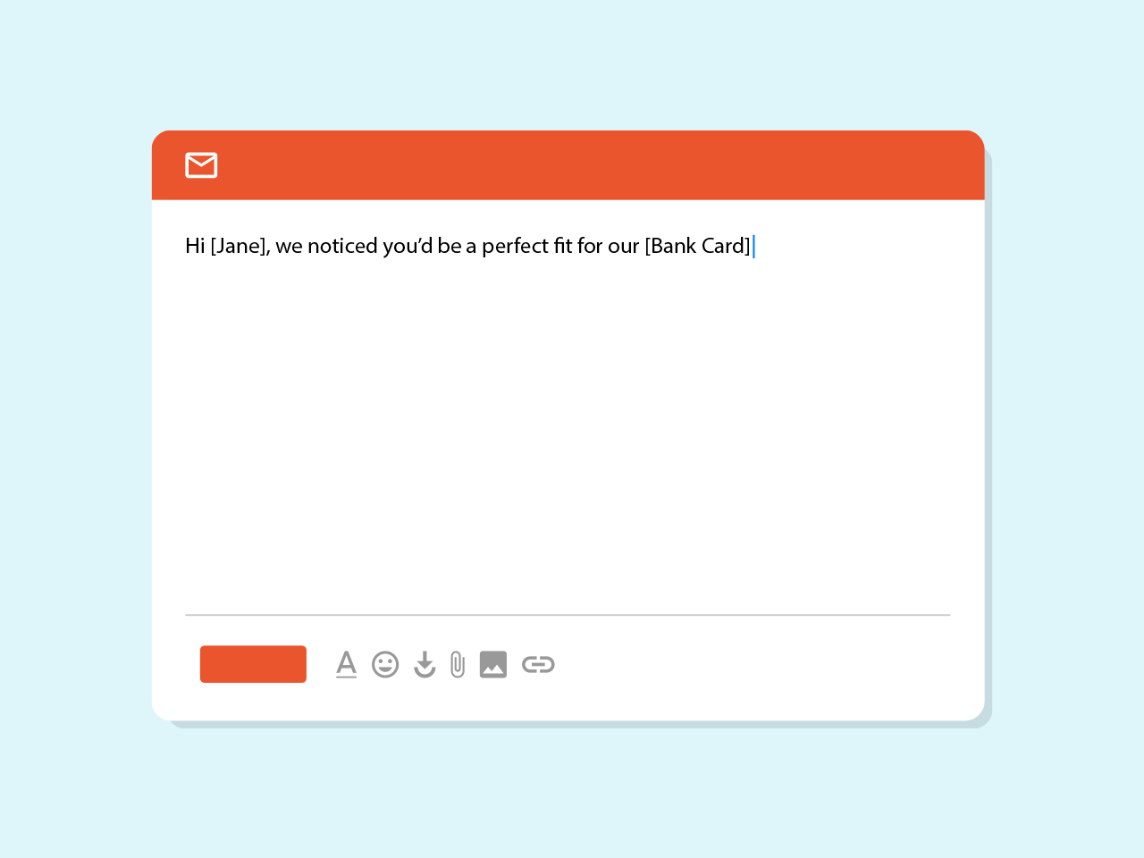 Email composition interface with a personalized message for name and product.